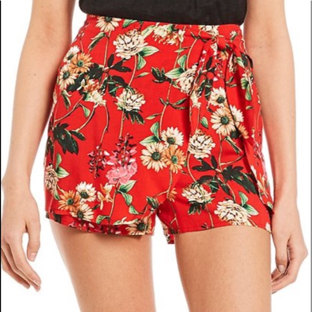 Red Floral Shorts